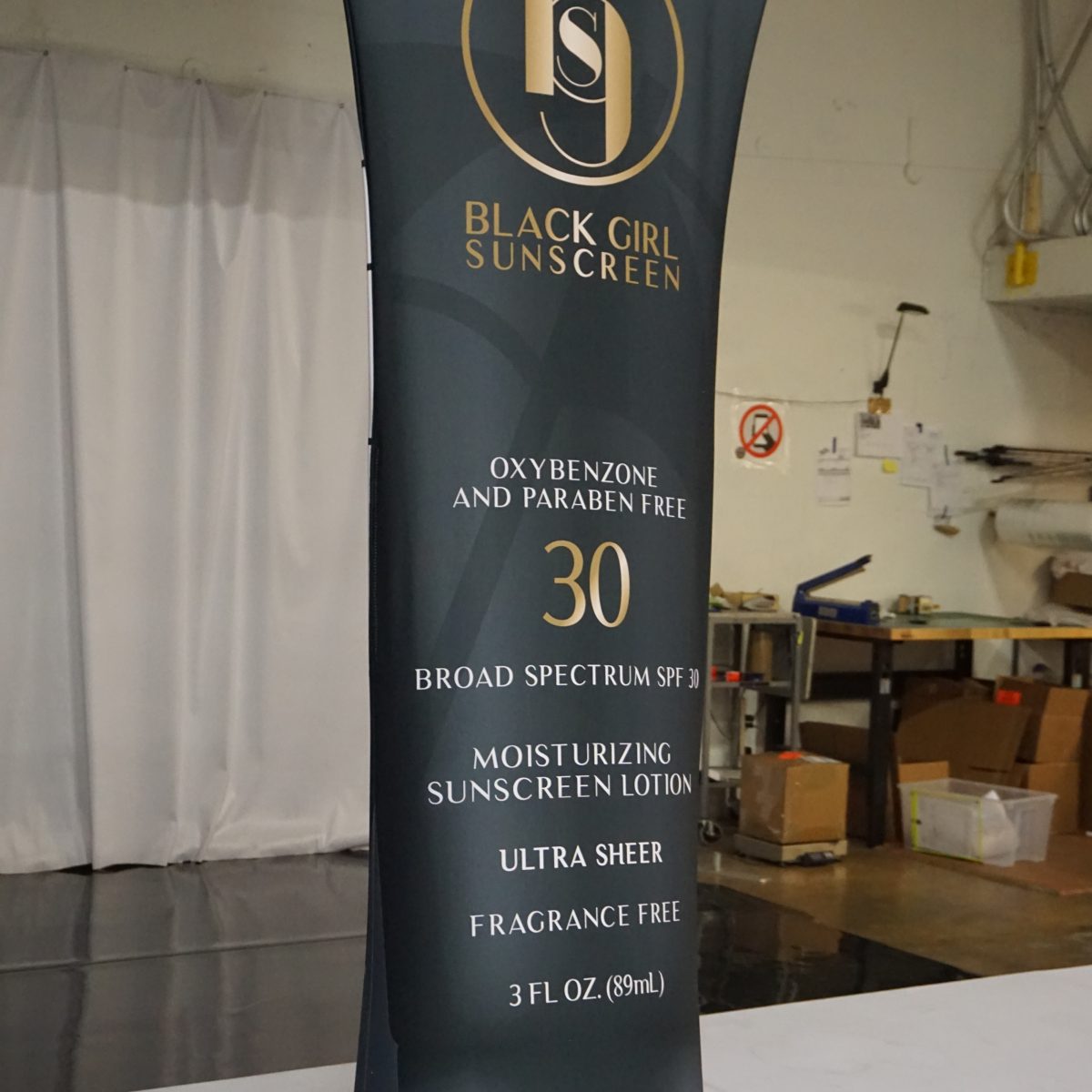 28) Black Girl Sunscreen Tension Fabric Banner Stand - 3