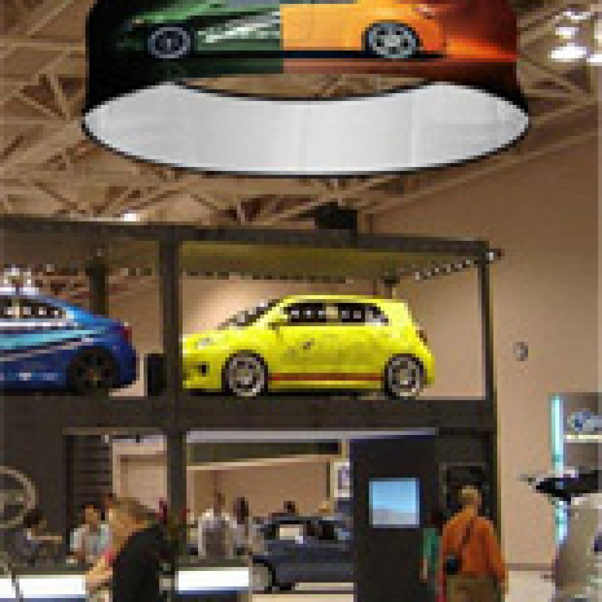 15) Circular Curved Hanging Banner